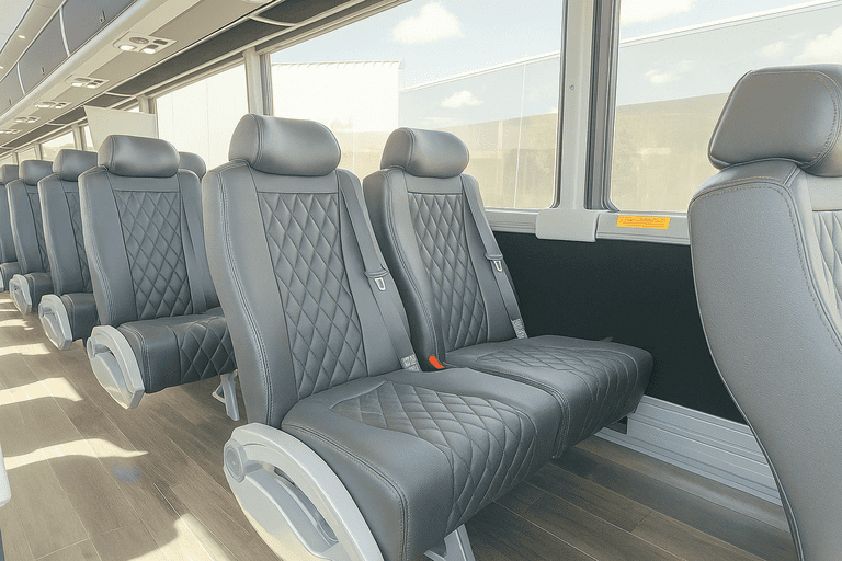 interior of Elk Grove Coach Bus Service charter bus